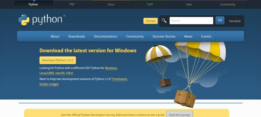 Image shows installing process of python
