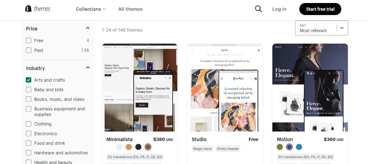 Image shows the Theme designs of shopify
