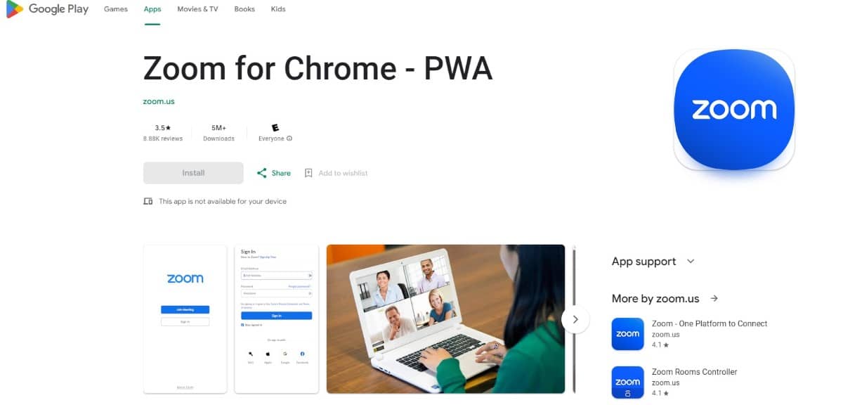 image representing where zoom Pwa can be found online and how to access it